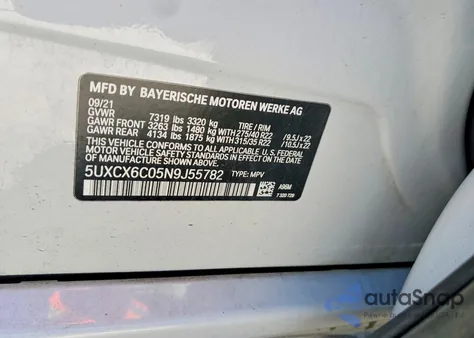 2022 BMW X7 M50I z USA, uszkodzony, nr VIN 5UXCX6C05N9J55782